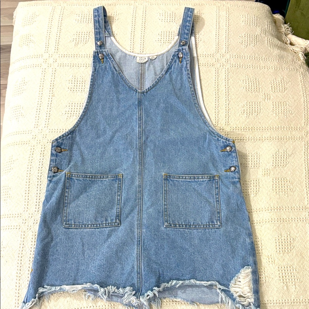 Somedays Lovin Denim Overall‎ Dress Row Hem Size S
